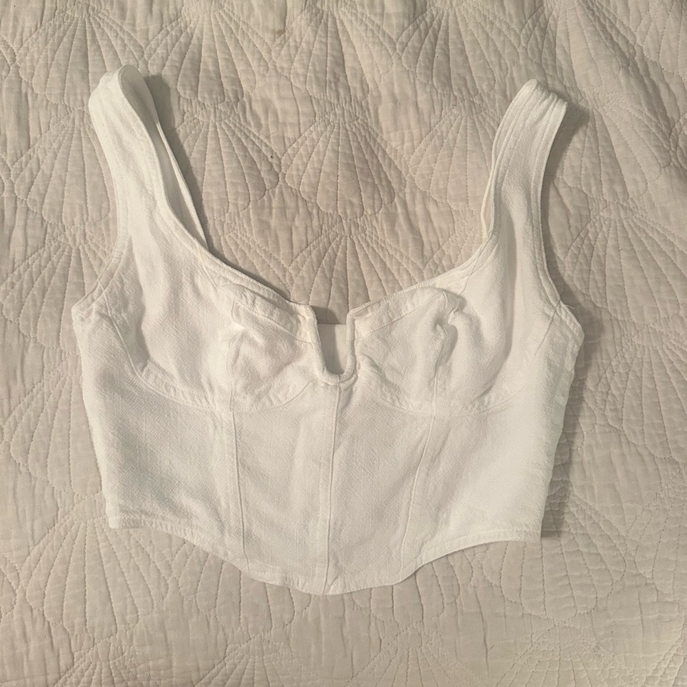 White Linen Corset Top